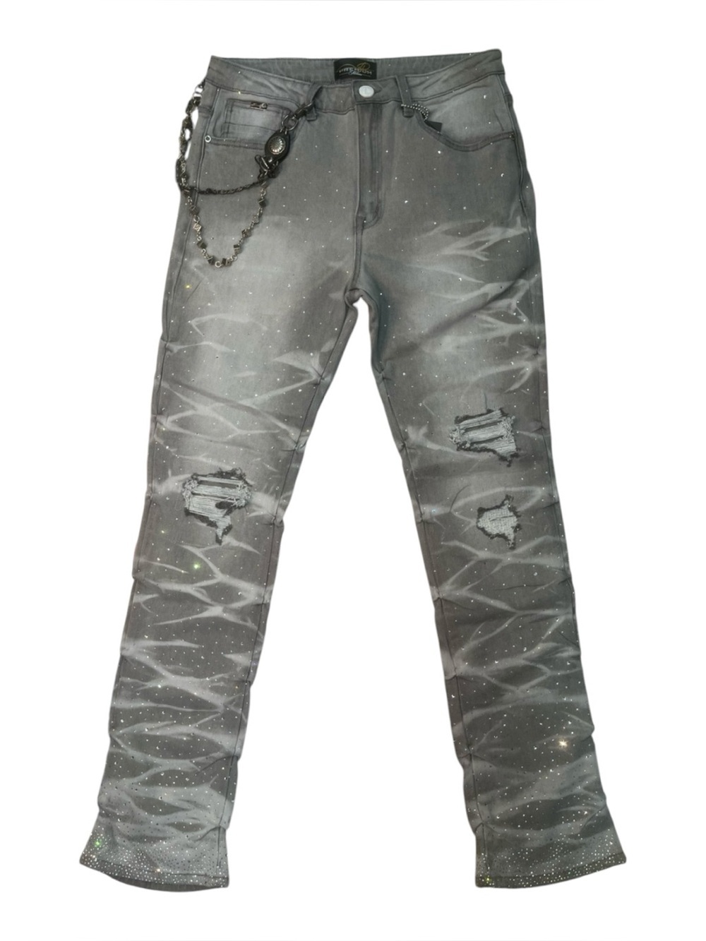 Sz 32 men stone gray denim jeans